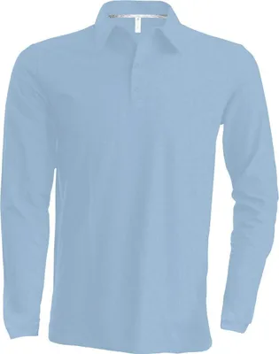 Produktbild von Kariban Herren Polo-Shirt Langarmshirt Poloshirt Langarm Polohemd, Größe:3XL, Farbe:Sky Blue