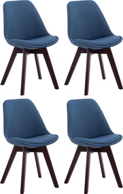 Produktbild von 4er Set Besucherstühle HLO-CP2 Walnuss Stoff  blau