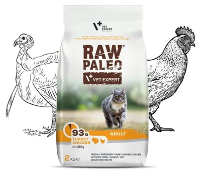 Zdjęcie produktu dla Raw Paleo Adult Cat Sucha Karma Dla Kota Indyk Z Kurczakiem 2kg