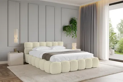 Produktbild von ALTDECOR Polsterbett mit Matratze H3/H4 und Bettkasten LEYA v1 - 180x200 Beige - Bett mit Lattenrost, Kopfteil, Boxbett, Doppelbett mit Stauraum
