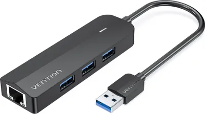 Image de Hub USB 3.0 Vention 5 en 1 avec adaptateur Ethernet Gigabit
