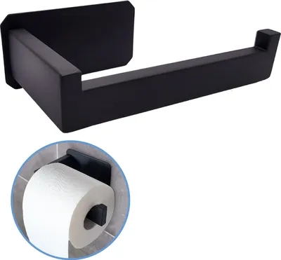 Produktbild von Sanics Manta WC-Rollenhalter ohne Bohren - Selbstklebender Toilettenpapierhalter - WC-Papierhalter - Klopapierhalter Schwarz