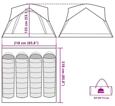 Produktbild von vidaXL Campingzelt 4 Personen Grün Wasserdicht