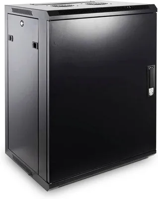 Productafbeelding van Netwerkkast - Serverkast Wandmontage - Apparatuur Beveiligen - Verstelbare Rails - 15U 600x450mm - Zwart