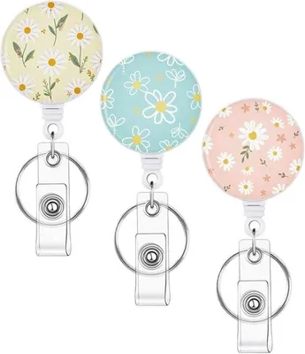 Produktbild von Famanu Badgehalter mit einziehbarem Band - Inklusive Schlüsselring - 3 Stück