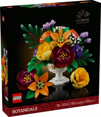 Produktbild von LEGO Botanicals Blumengesteck mit künstlichen Kamelien, Pfingstrosen, Hortensien, Ranunkel, Lilien in weißer Vase - Blumen Deko - DYI Bauset für Erwachsene - Pflanzen Geschenkidee 10345