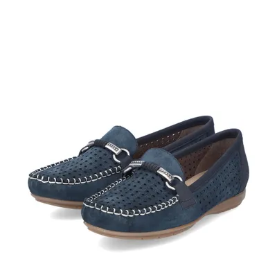 Immagine prodotto di Mocassino Rieker da donna in vera pelle blu ardesia, Donna:40 EU