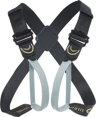Schwarzer Brustgurt "Air Top" von Beal; geeignet für Kletteraktivitäten; mit X-förmigem Design und verstellbaren Riemen.