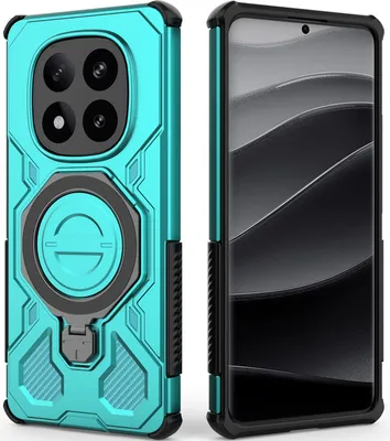 Produktbild von Robuste Handyhülle für Xiaomi Redmi Note 14 Pro+ 5G mit Ringhalter Ständer Stoßfest, Magnetisch, Dual-Layer Schutz Türkis