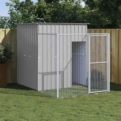 Zdjęcie produktu dla VidaXL Buda dla psa z wybiegiem 165x251x181 cm stal ocynkowana szara