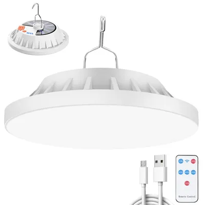 Produktbild von 120 Solar Camping Lampe Akku Aufladbar mit Fernbedienung, USB Wiederaufladbare LED Campinglampe, Power Bank Zeltlampe, 5 Modi IPX7 Wasserdicht