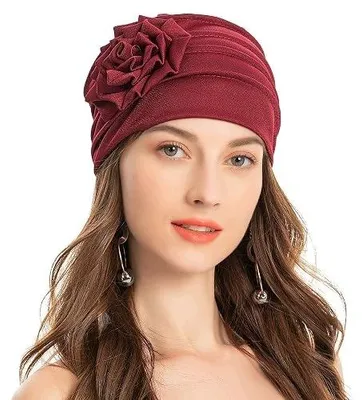 Zdjęcie produktu dla Czapka turban damska kwiatowa beanie elastyczna do włosów