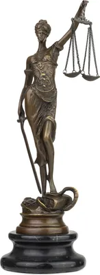 Obrázok produktu pre Bronzová figúrka Lady Justice s váhami a mečom - Justitia na mramorovom podstavci - 7,5 x 7,5 x 23,5 cm - elegantná dekorácia do advokátskej kancelárie, kancelárie alebo obývačky