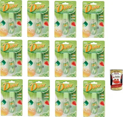 Produktbild von Dietor - MyDietor Cuor di Stevia, Natürlicher flüssiger Süßstoff 0 kcal, Glutenfrei, gluten free, Ohne Aspartam 12x 50 ml + Italian Gourmet polpa 400g
