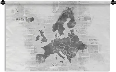 Produktbild von MuchoWow® Wandteppich Wandbehang Eurocard auf Zeitungspapier - schwarz und weiß 120x80 cm Tapisserie Dekoration Wandtuch - Wanddekorationen - Wandtücher