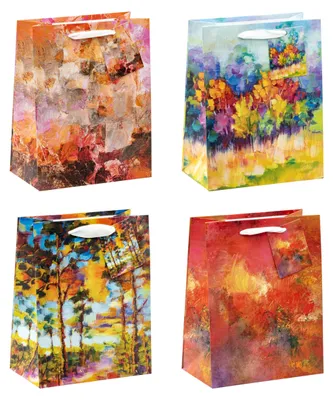 Produktbild von K3T Geschenktüten ART ON CANVAS, 4er Packung, Größe: Mittel (HxBxT 23 x 18 x 10