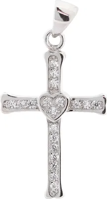 Produktbild von Golders Kreuzanhänger mit Kette 925 Silber mit Herz mit Zirkonia, Sterlingsilber Schmuck für Damen