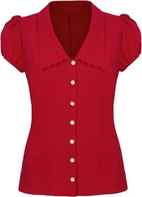 Produktbild von Hell Bunny Bluse Damen Maddy Blouse rot Rockabilly 100% Polyester XS