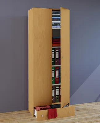Produktbild von VCM Holz Kleiderschrank | 5 Fächer mit Schublade | 2 Drehtüren | Maße ca. B. 70 x H. 196 x T. 40 cm – Vandol S