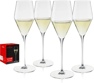 Imagen del producto de Copas de champán, juego de 4 unidades, fabricadas en cristal europeo, aptas para lavavajillas, capacidad de 266 ml