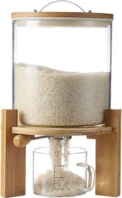 Imagen del producto de Tarros de vidrio con tapa, 5L/8L, dispensador de cereales de vidrio, juego de recipientes herméticos, contenedores de almacenamiento para la cocina, dosificador, mantienen los alimentos frescos y secos. 5L