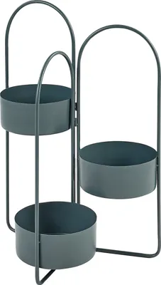 Produktbild von BELIANI Blumentopfständer Dunkelblau Metall 75 cm Hoch Rund ⌀ 23 cm 3 Etagen Töpfe ohne Löcher Klappbar Modern Blumenständer für Innen- u. Außenbereich