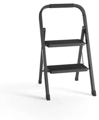 Obrázek produktu pro Kuchyňské schodiště - 2 schůdky - Ocel s protiskluzovou úpravou - Černá barva