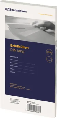 Produktbild von Soennecken Briefhülle 2073 DIN lang oF nk weiß 25 St./Pack.
