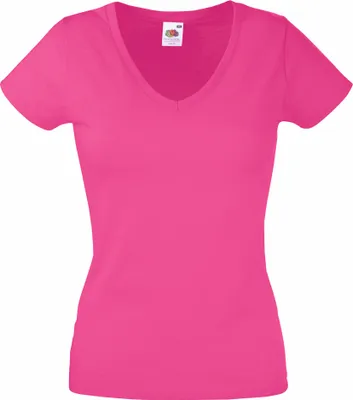 Immagine prodotto di Maglietta Fruit Of The Loom Lady-Fit Valueweight Donna, scollo a V BC1361 (2XL) (Fucsia)