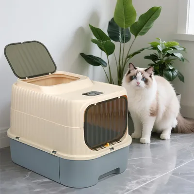 Produktbild von Katzentoilette mit Deckel Katzenklo modernes Design 37x49x37cm
