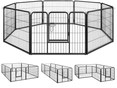 Produktbild von Haustiergehege, Modulares Stahl-Design, Sichere Doppelverriegelungstüren, schwarz