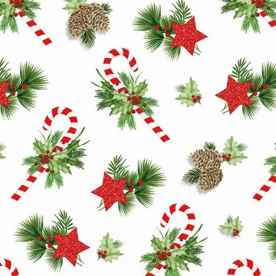 Produktbild von 20 Servietten Ornaments for X-Mas - Zuckerstangen und Zweige 33x33cm