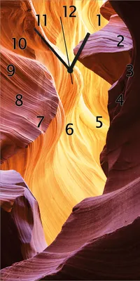Produktbild von Wallario Design Wanduhr bedruckt, Größe 30 x 60 cm, Motiv: Schlucht aus Sandstein in Arizona  Antelope Canyon