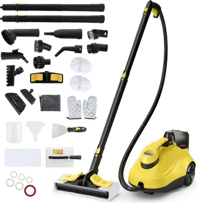Produktbild von 2000W Dampfreiniger mit 1,8L Tank, bis 160 °C, tragbarer Haushaltsreiniger 5 Bar, Reinigungsgerät Zubehör inklusive (Gelb)