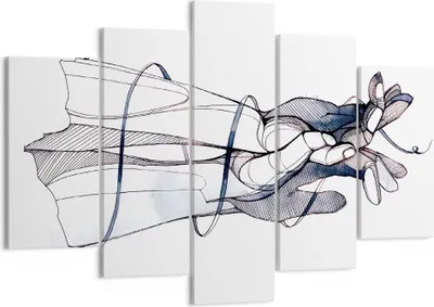 Produktbild von Bild auf Leinwand - Leinwandbild - 5 Teile - Hände Surrealismus Grafik - 150x100cm - Wand Bild - Wanddeko - Wandbilder - Leinwanddruck - Bilder - Wanddekoration - Leinwand bilder - EA150x100-4447