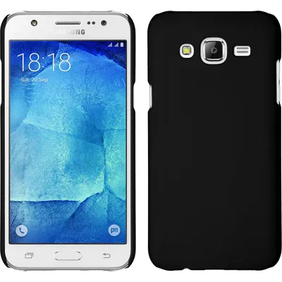 Produktbild von PhoneNatic Case kompatibel mit Samsung Galaxy J7 (2015 / J700) - Hülle schwarz gummiert Hard-case + 2 Schutzfolien