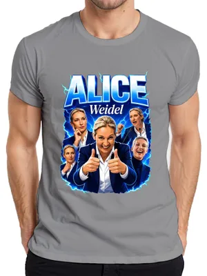 Productafbeelding van Alice Weidel, AfD, Duitsland, Patriot, Politiek, Statement, Sarcasme, Heren T-shirt, Grijs, 3XL