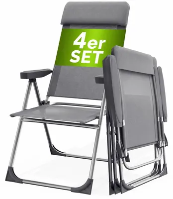 Immagine prodotto di Casaria 4x Sedie da Giardino in Alluminio Pieghevoli Schienale Alto Inclinabile Sedute da Esterno