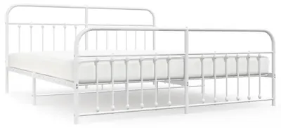 Produktbild von vidaXL Bettgestell mit Kopf- und Fußteil Metall Weiß 193x203 cm