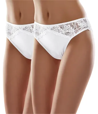 Produktbild von Merry Style Damen String Tanga Brazilian mit Spitze MSGAB45 (Weiß (2Pack), 38 (Herstellergröße: M))