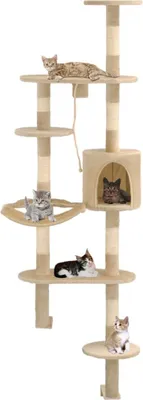 Produktbild von The Living Store Wandkratzbaum mit Sisal-Kratzsäulen 194 cm Beige