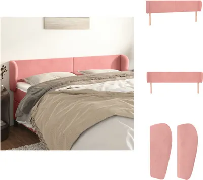 Produktbild von vidaXL Kopfteil mit Ohren Rosa 203x23x78/88 cm Samt -  Kopf- & Fußenden