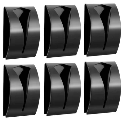 Image de Pinces adhésives pour serviettes, en acier inoxydable noir, lot de 6