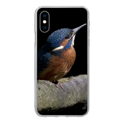 Produktbild von MuchoWow® Handyhülle Schutzhülle Hülle für iPhone X Eisvogel - Zweig - Federn - Schwarz Silikon Softcase Handy Hülle - Handyhülle