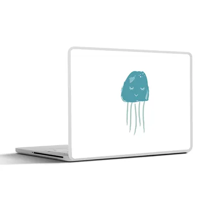Produktbild von MuchoWow® Laptop Aufkleber Sticker Cover Qualle - Meer - Blau - Aquarell 32.5x23.5 cm - Sticker für Laptop - Selbstklebend