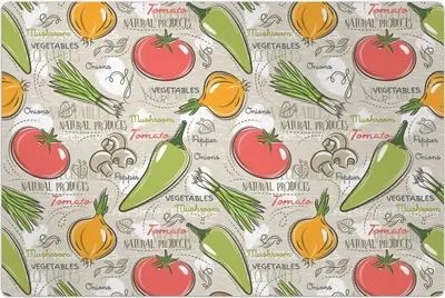 Produktbild von Küchenmatte 60x90 cm Vinylmatte Bodenmatte Dekoration - Tomate Zwiebeln Paprika