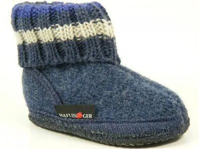 Produktbild von Haflinger Schuhe Kinder Hausschuhe Hüttenschuhe Wolle Paul jeans 631051-0-72, Größe:33 EU, Farbe:Blau