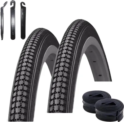 Produktbild von Angebot-Set / 2 x Kenda K-103 27" Fahrradreifen Fahrradmantel in Schwarz 32-630 (27 x 1 1/4) + 2 passende Schläuche AV inkl. 3 Reifenheber
