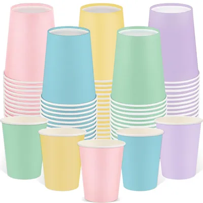 Papierbecher Pastell Regenbogen 100 Stück Einwegbecher