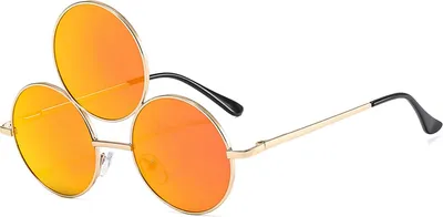 Produktbild von Sonnenbrille, Lustige Sonnenbrille mit Drei Runden Gläsern, Hip Hop UV Schutzbrille Third Eye Sonnenbrille (Orange)
